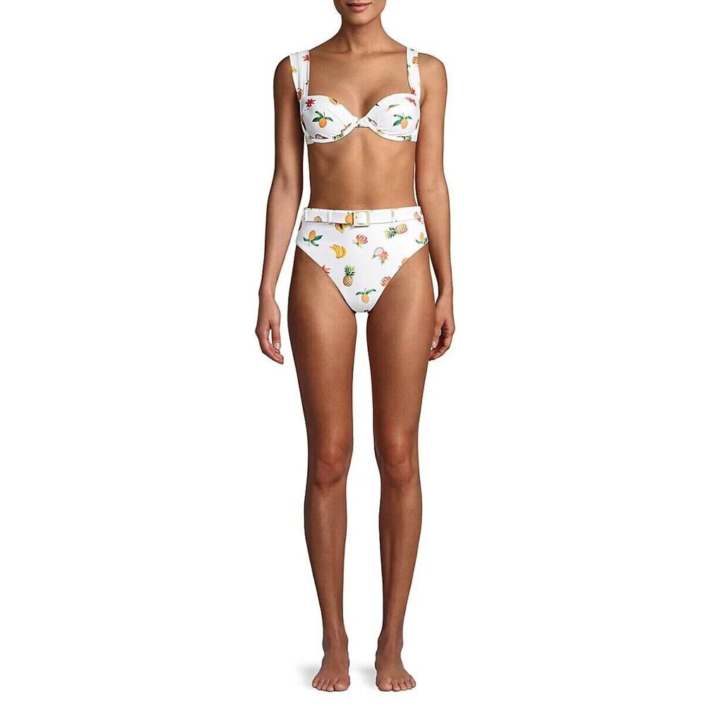 WEWOREWHAT Emily Belted Fruite White Belted Bikini Bottoms M Medium